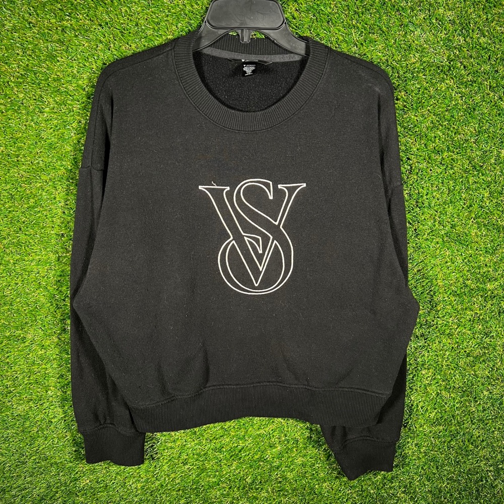 Victorias‎ Secret On Point Black Graphic Logo Crewneck Sweatshirt Large